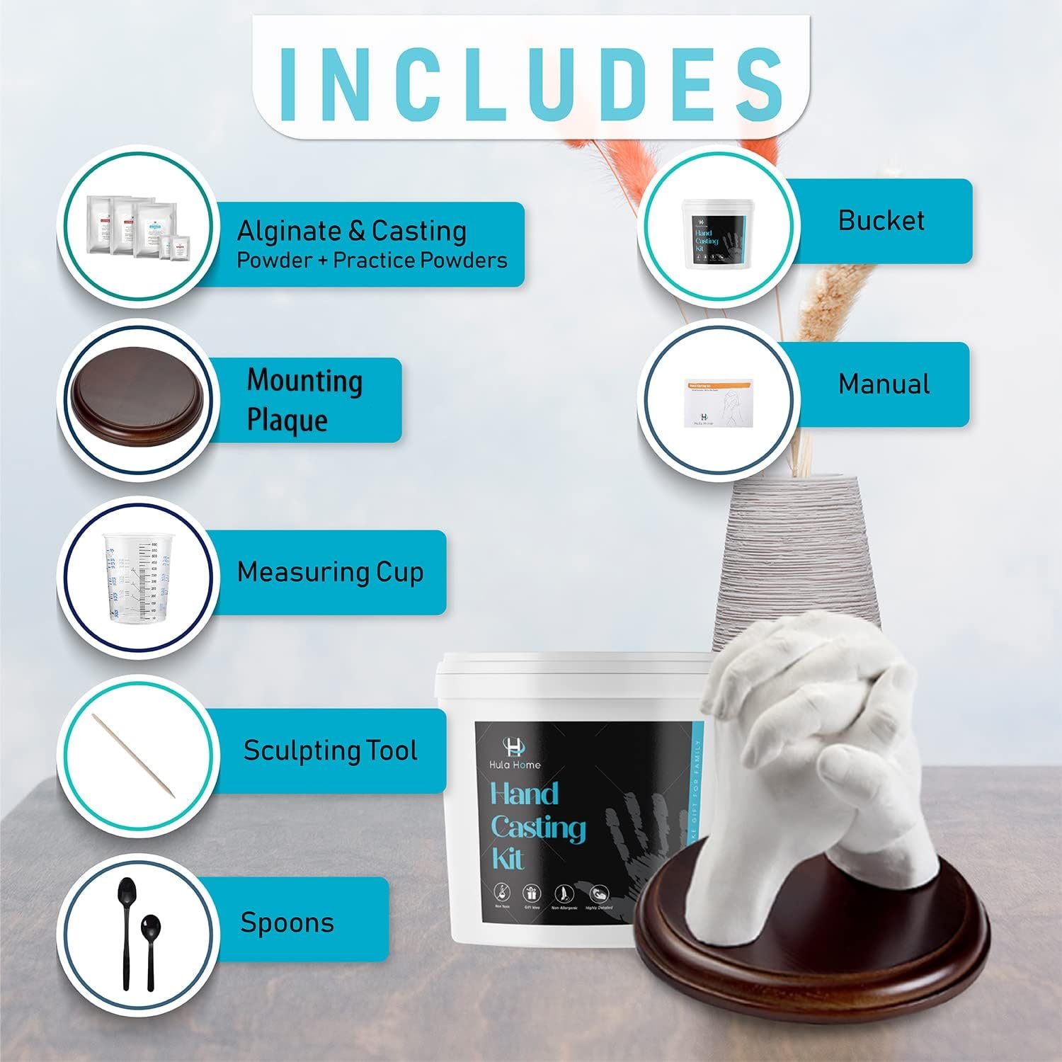 Hula Home Hand Casting Kit for Couples or Family with Mounting Plaque - Image 4