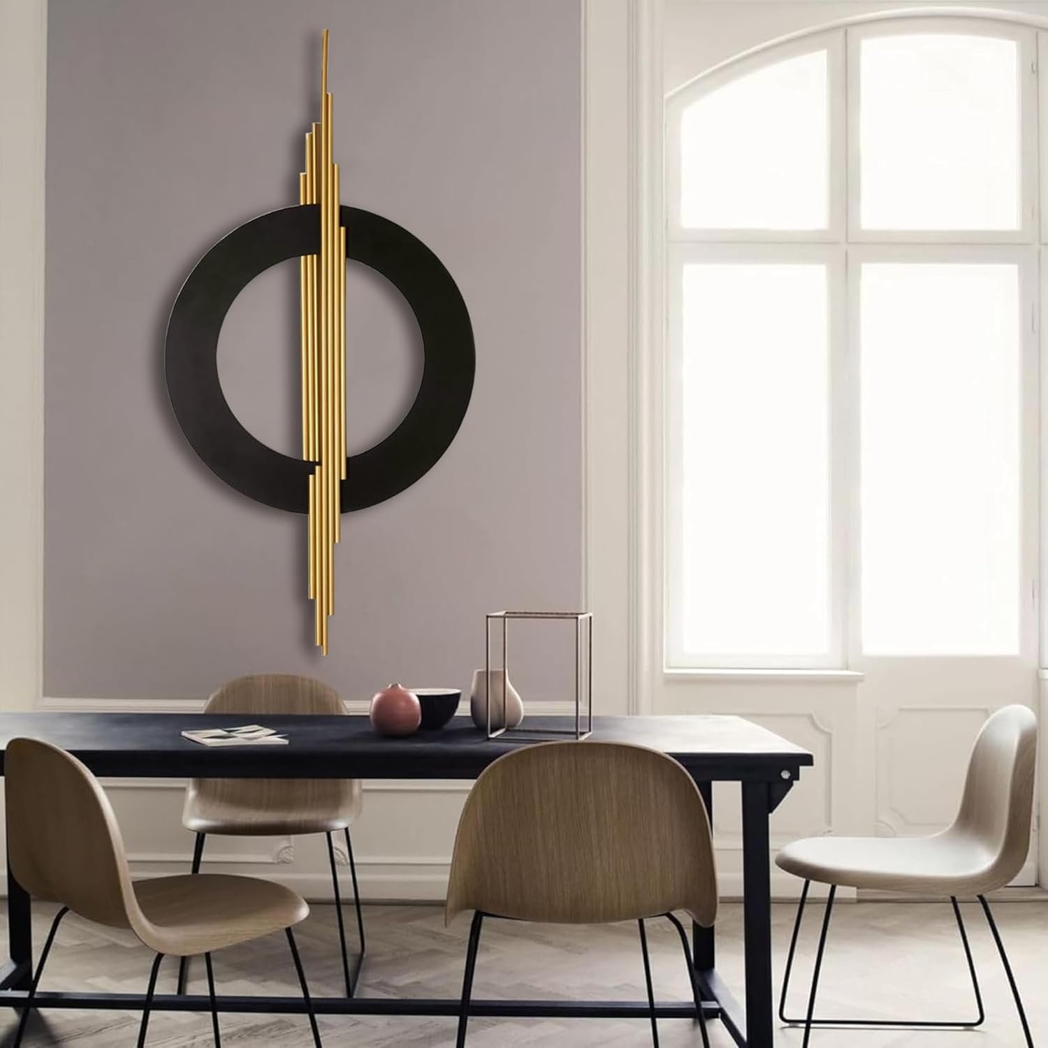 JFUJFU Large Black And Gold Metal Art 3d - Image 2