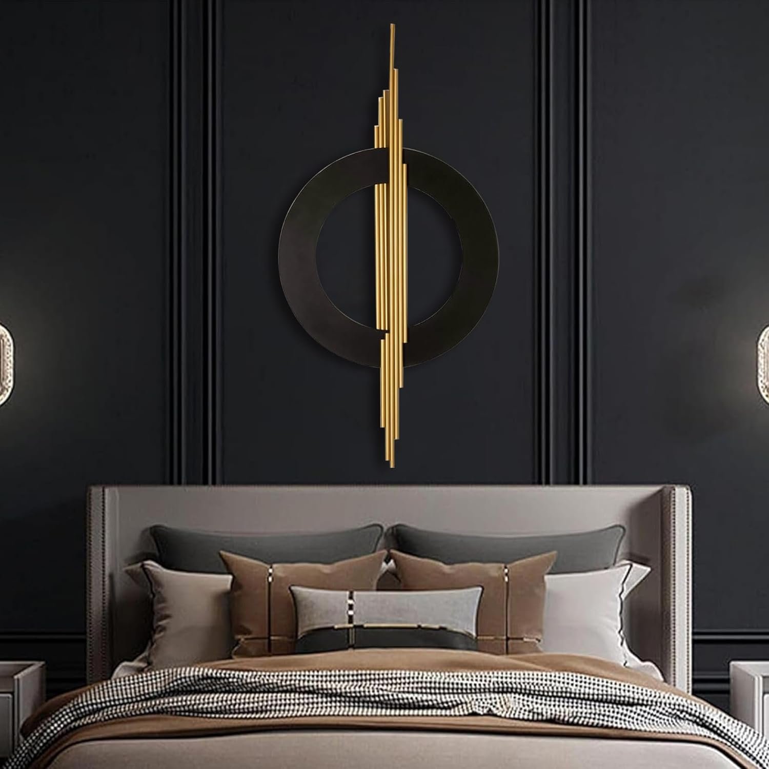 JFUJFU Large Black And Gold Metal Art 3d - Image 3