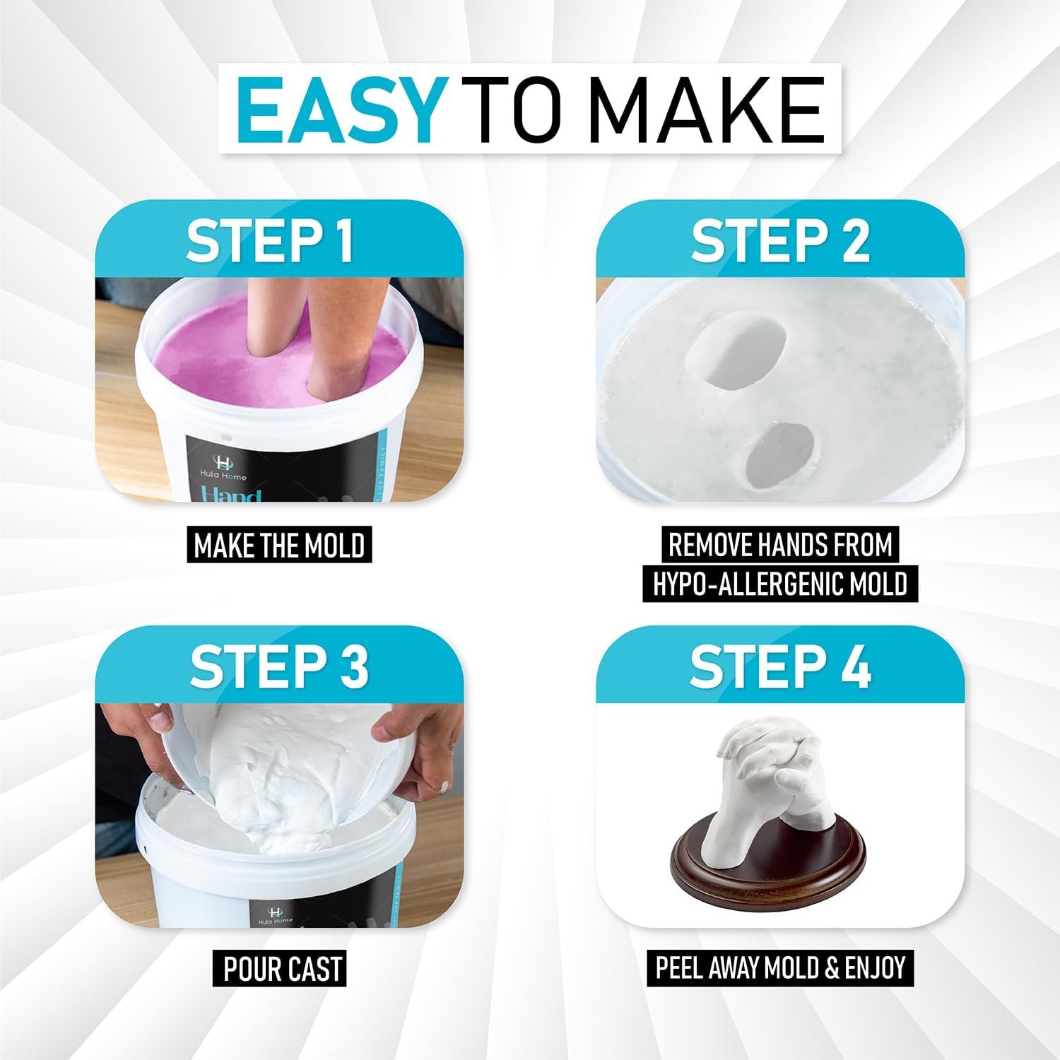 Hula Home Hand Casting Kit for Couples or Family with Mounting Plaque - Image 3