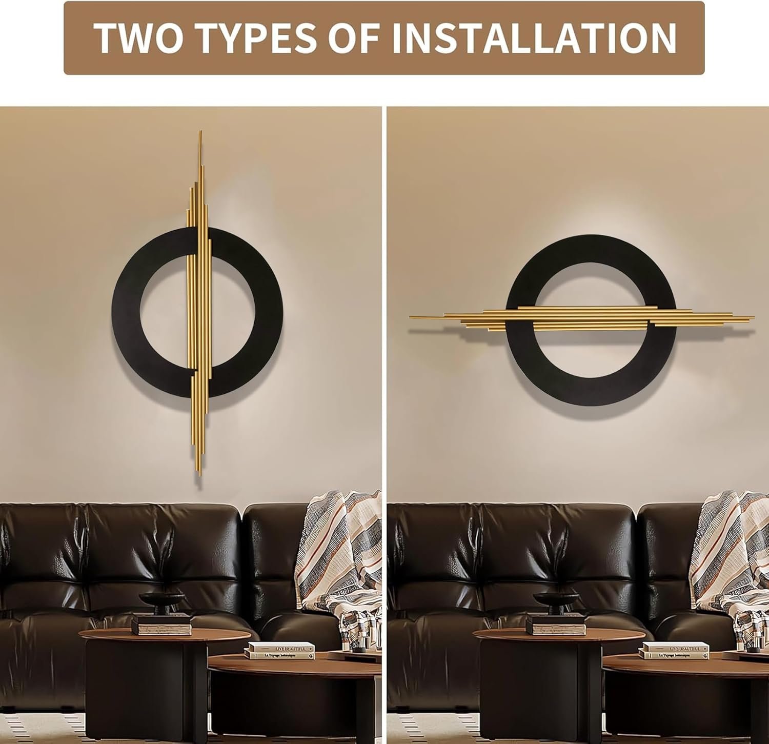 JFUJFU Large Black And Gold Metal Art 3d - Image 4