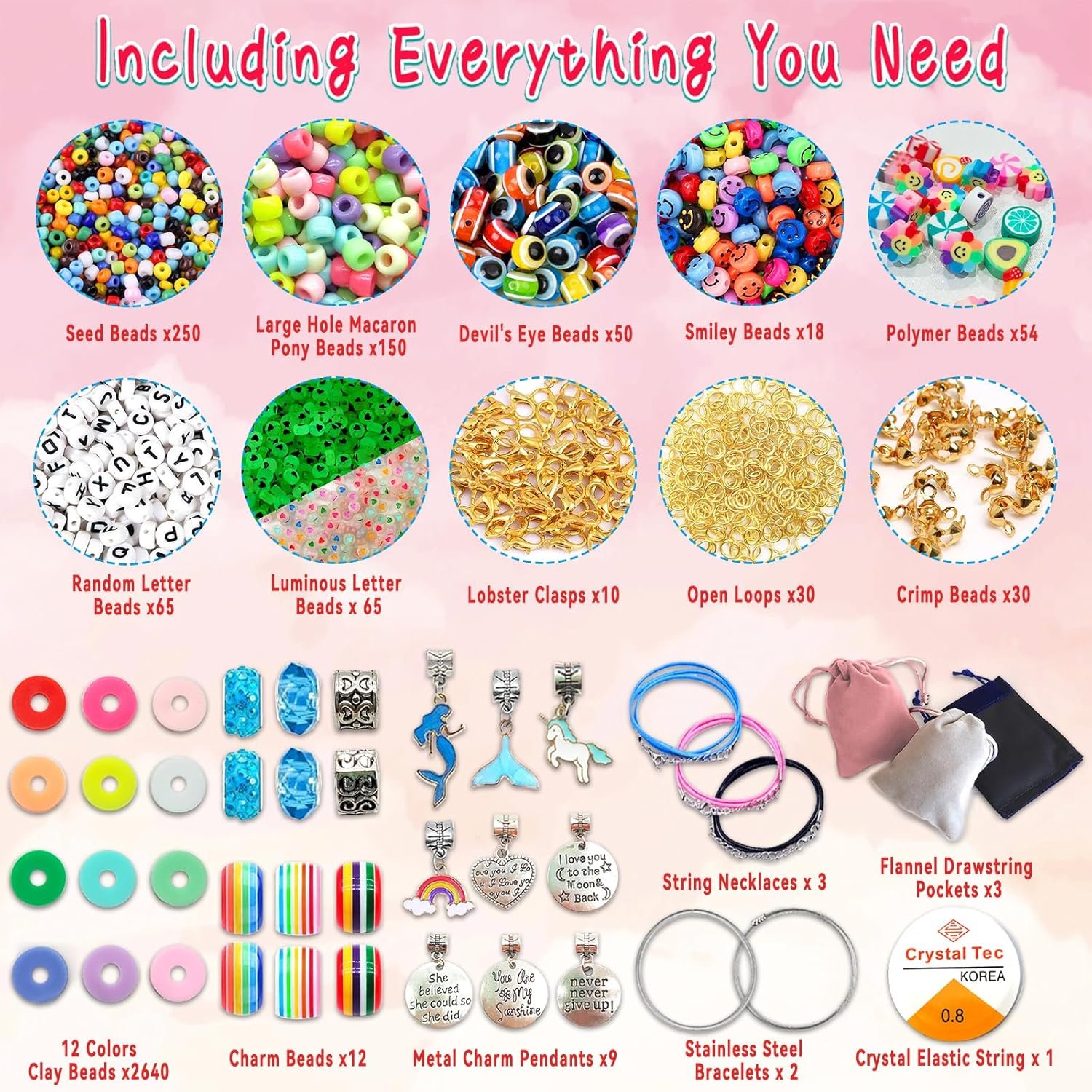 leitait Girls Toys Bracelet Making Kit -3400pcs Charm Jewelry Making Kit - Image 5